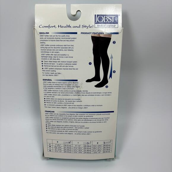 Jobst Compression Socks 20-30 mmHg Mens Small Thigh High Black Medical Legwear - Picture 7 of 9